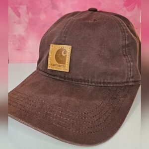 Carhartt Brown Hat Leather Logo Adjustable Adult